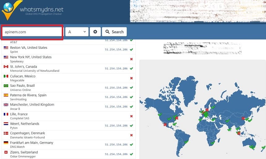Verificador nameservers dominios