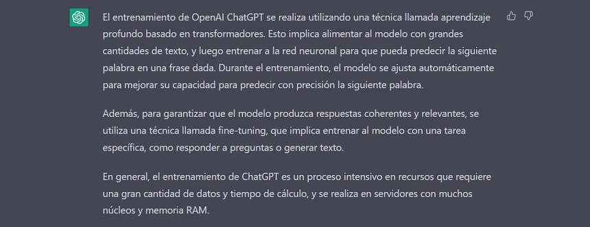 Respuesta de ChatGPT a como se entrena. Respuesta de ChatGPT a como se entrena.