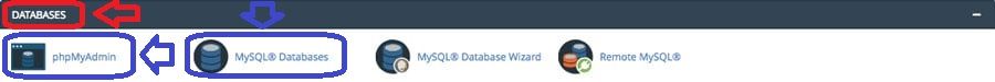 Sección de base de datos en cPanel. 