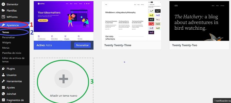 Añadir nuevo tema WordPress.
