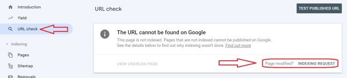 Solicitud de indexación con google search console
