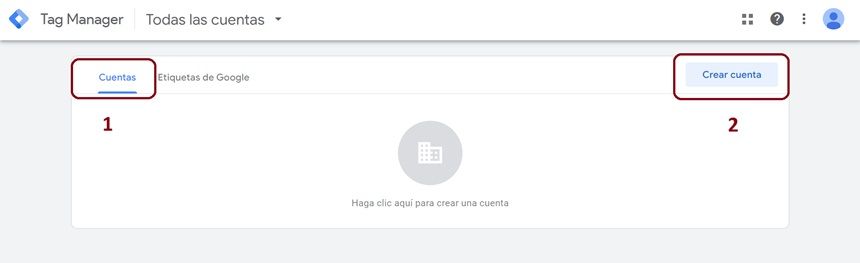 crear cuenta tag manager