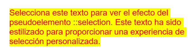 ejemplo usando pseudoelemento selection