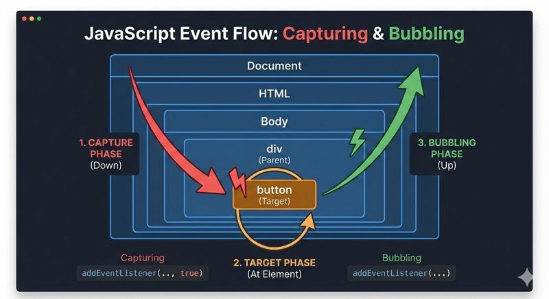 funcionamiento de burbujeo y captura en eventos del dom